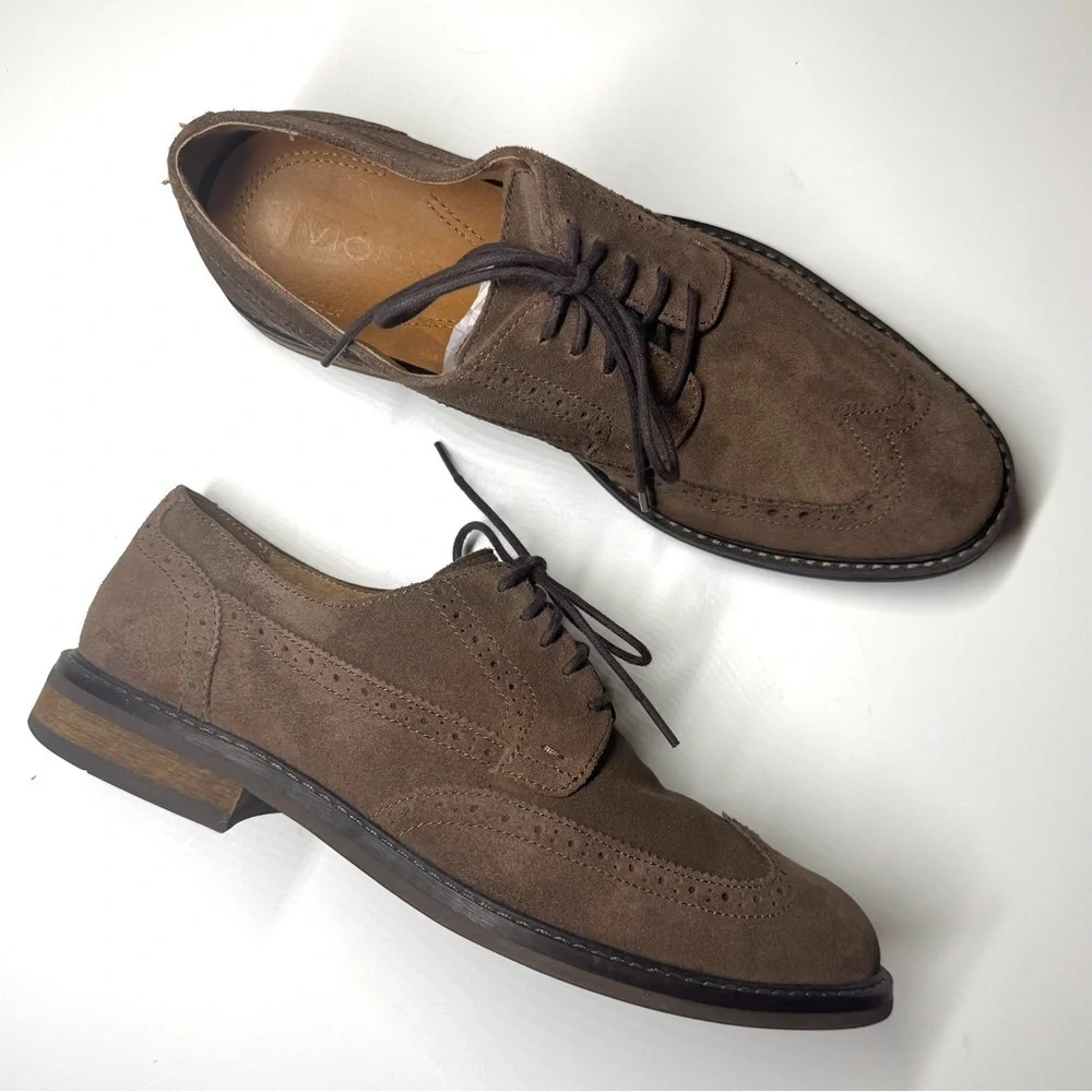 Vionic Men's Bruno Brown Suede Oxford Shoes Size- 10.5